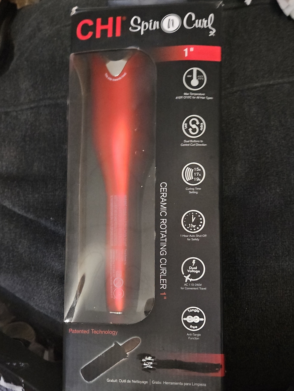CHI Spin n Curl Ceramic Rotating Curler - Red